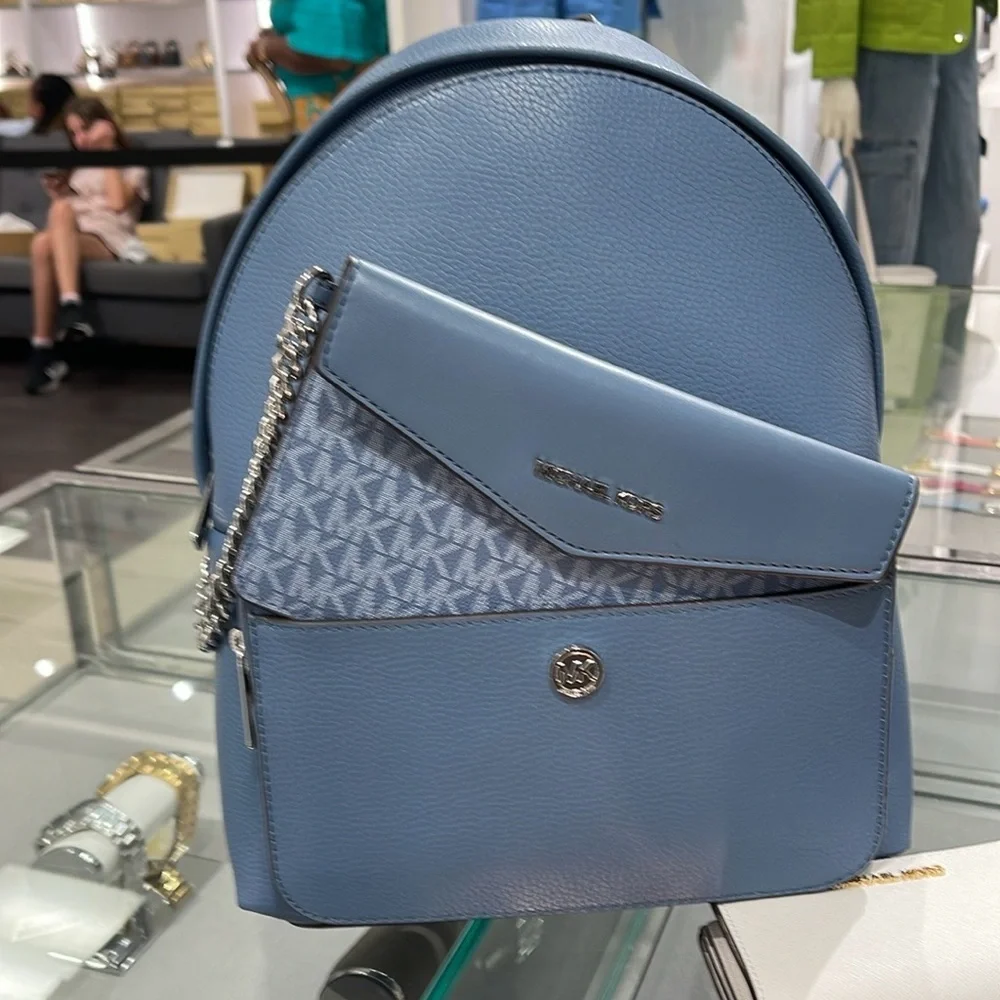 MICHAEL KORS  Maisie Medium Pebbled Leather 2-in-1 Backpack Denim NWT